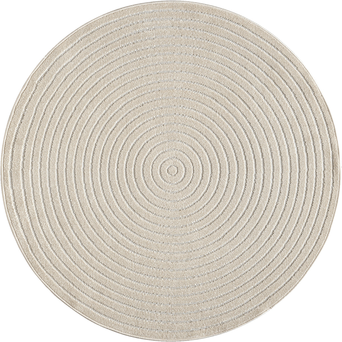 Vloerkleed Tenerife Plus 54226 Beige – Rond met Lage Pool van 5 mm – bovenaanzicht van het ronde kleed