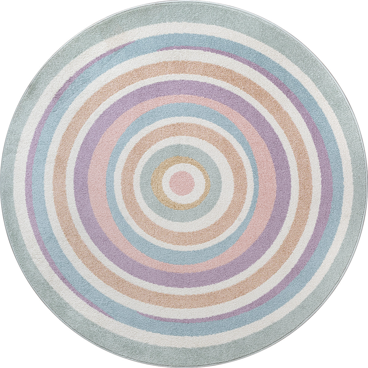 Vloerkleed Sound 40461 Multicolour – rond met kleuraccenten – bovenaanzicht van het ronde kleed