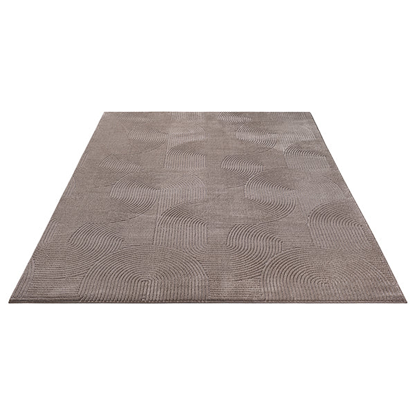 Vloerkleed Stilo 390 Beige – Geweven laagpolig in acht maten – opgerolde hoek