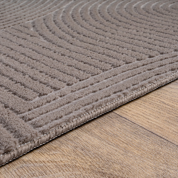 Vloerkleed Stilo 390 Beige – Geweven laagpolig in acht maten – detail van de geweven pool