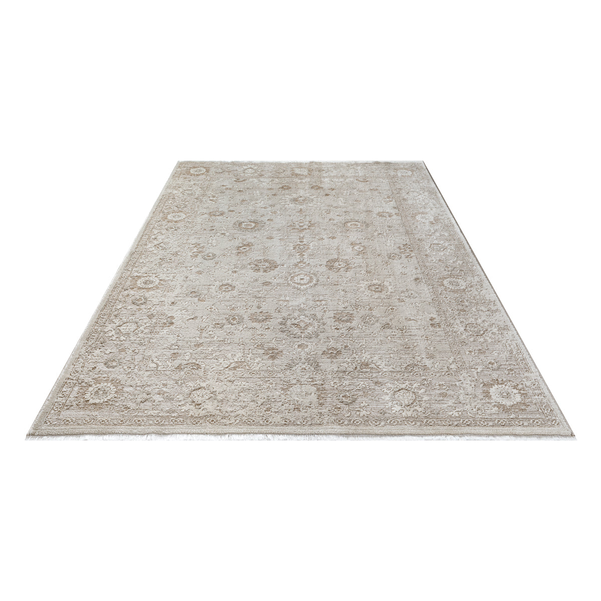 Vloerkleed Flowline 52073 Beige – Laagpolig Geweven met Katoenen Rug – detailopname van het weefsel