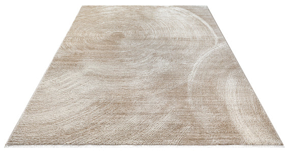 Vloerkleed Flowline 52074 Beige – Fijn Geweven Laagpolig Kleed van 7 mm – opgerolde hoek met katoenen rugzijde