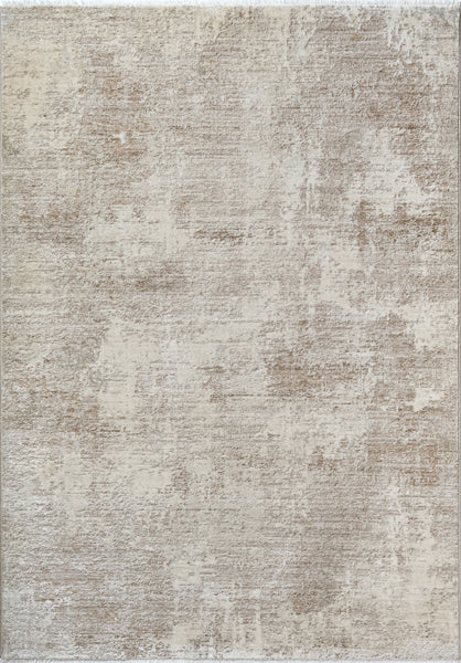 Vloerkleed Flowline 52075 Beige – Egaal Laagpolig Kleed voor Slaapkamer – bovenaanzicht
