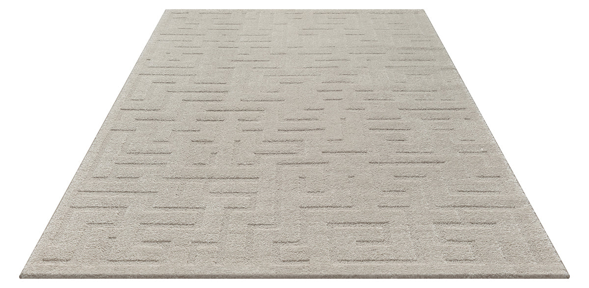 Vloerkleed Eclipse 2455 Beige – Rustig cirkelmotief, geweven – sfeerimpressie in de eetkamer