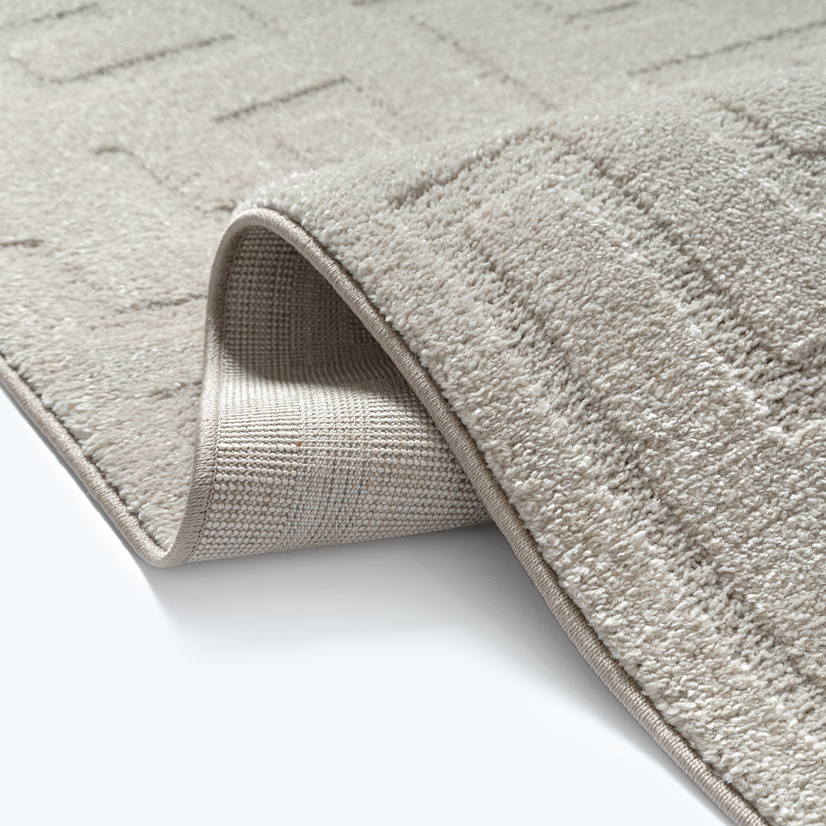 Vloerkleed Eclipse 2455 Beige – Rustig cirkelmotief, geweven – detail van de pool
