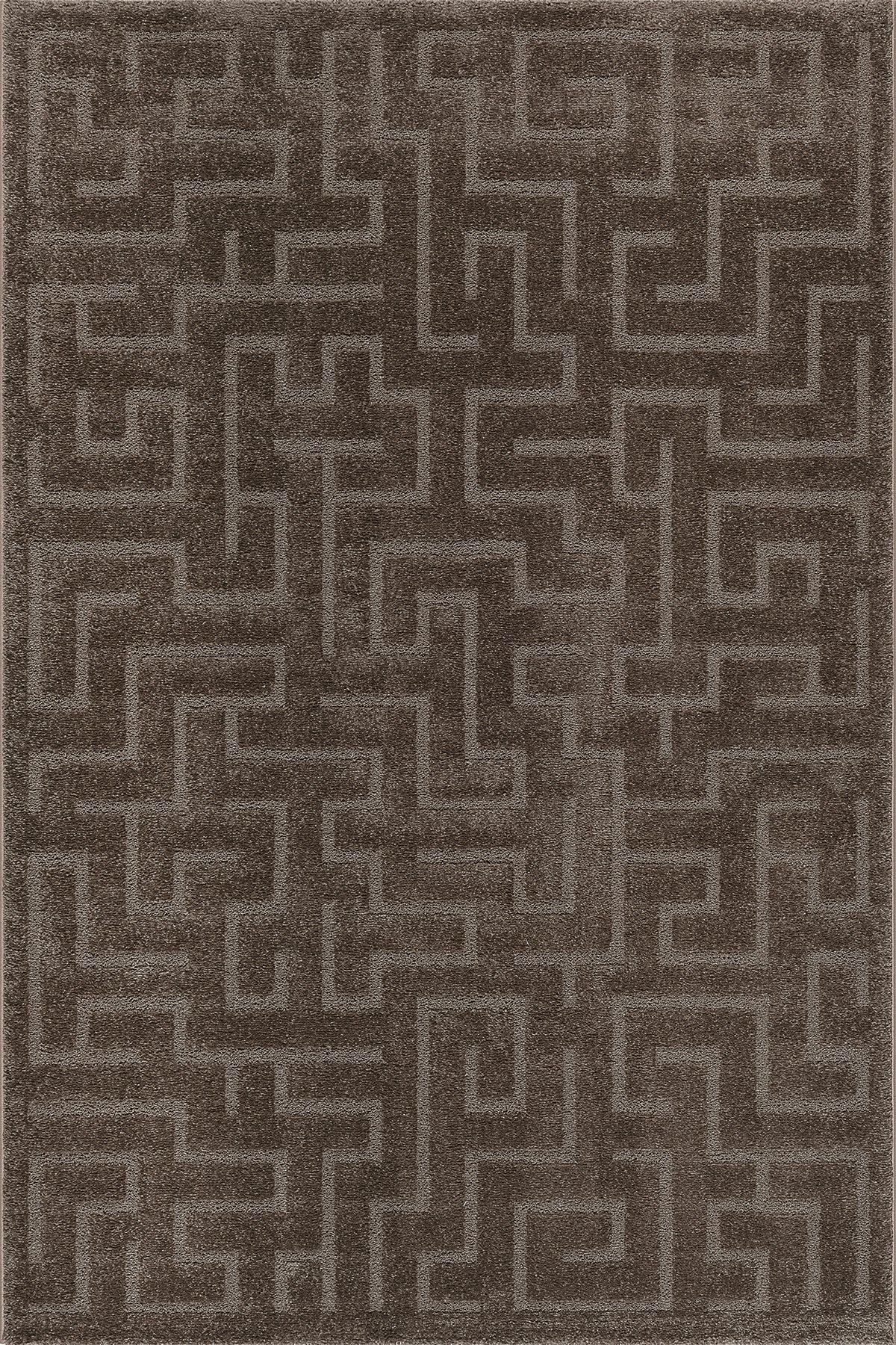 Vloerkleed Eclipse 2455 Bruin – Warm cirkeldessin, laagpolig – bovenaanzicht