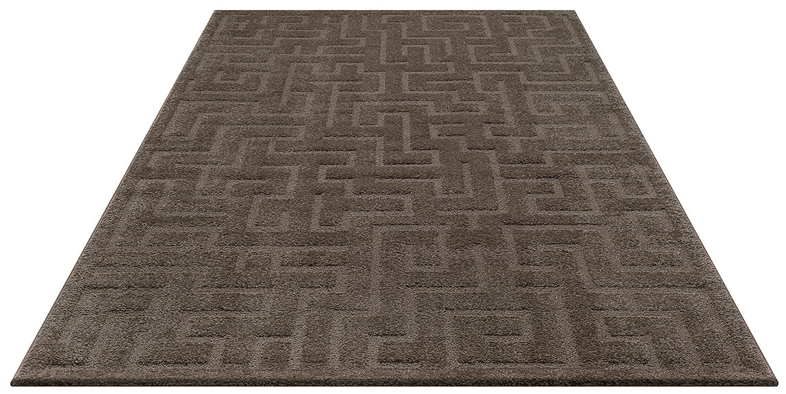 Vloerkleed Eclipse 2455 Bruin – Warm cirkeldessin, laagpolig – sfeerimpressie in de hal
