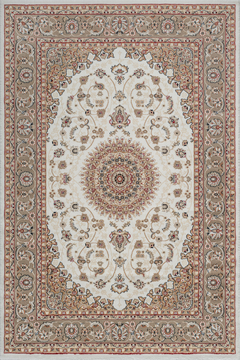 Vloerkleed Dubai Deluxe 56253 Crème – Zachte Laagpolige Pool – bovenaanzicht