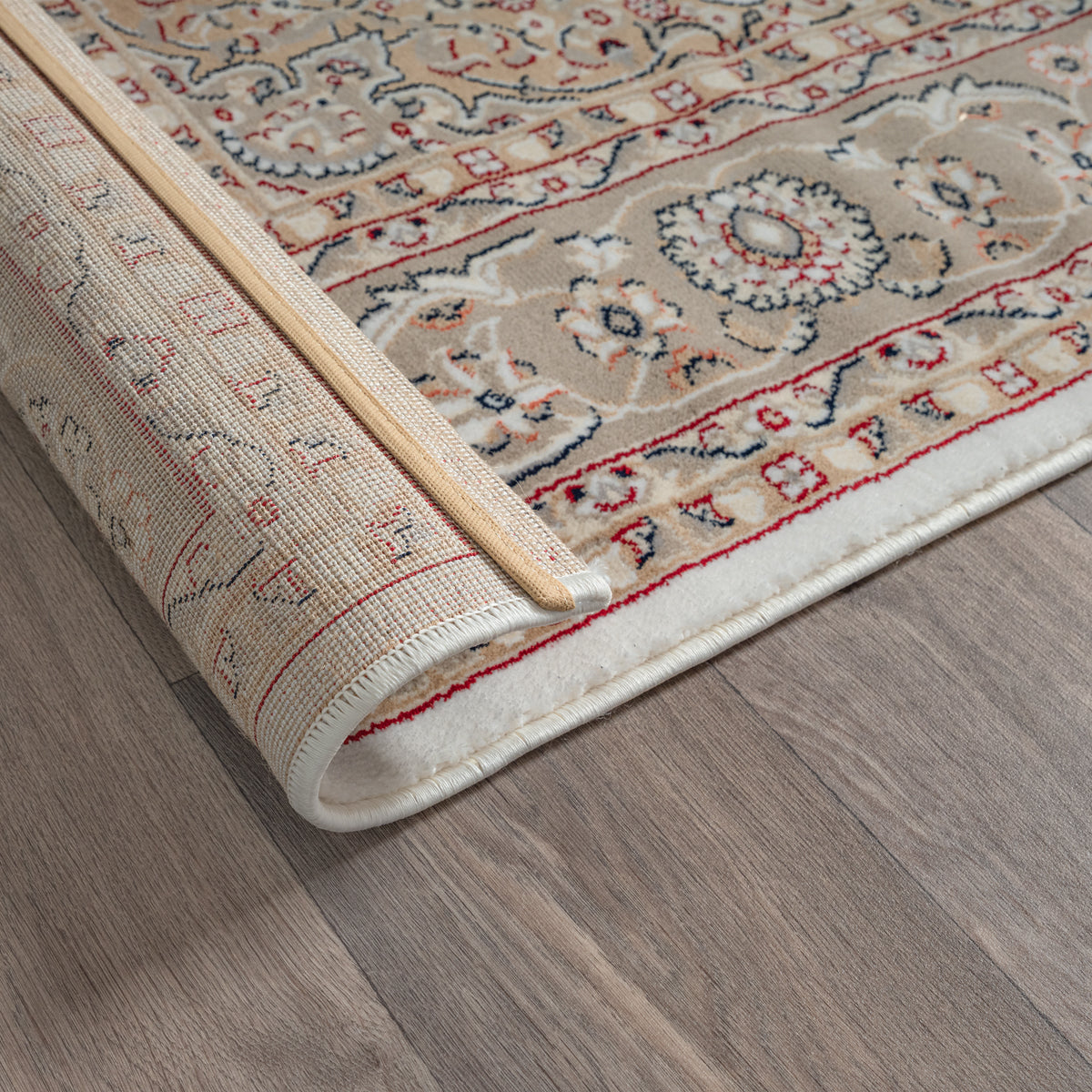 Vloerkleed Dubai Deluxe 56253 Crème – Zachte Laagpolige Pool – sfeerimpressie in de woonkamer