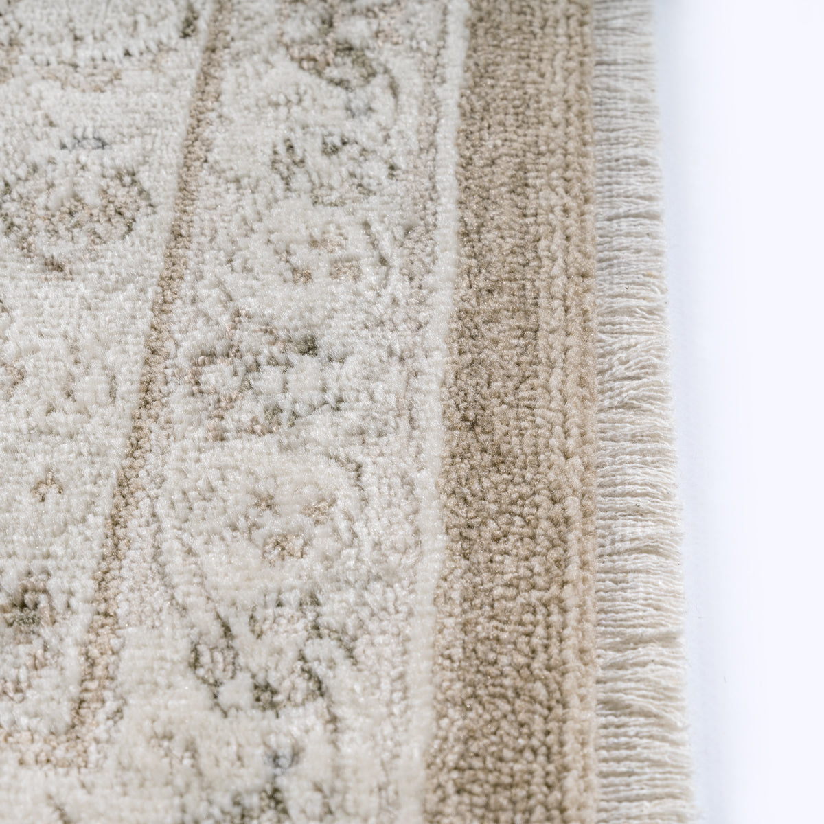 Vloerkleed Flowline 52086 Bruin – Warm Laagpolig Geweven Vloerkleed – detail van de pool