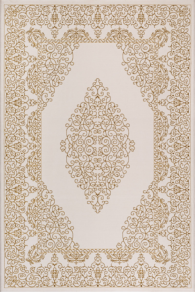 Vloerkleed Studio Crème – Fijn Ornamentdessin in Lichte Tint – bovenaanzicht