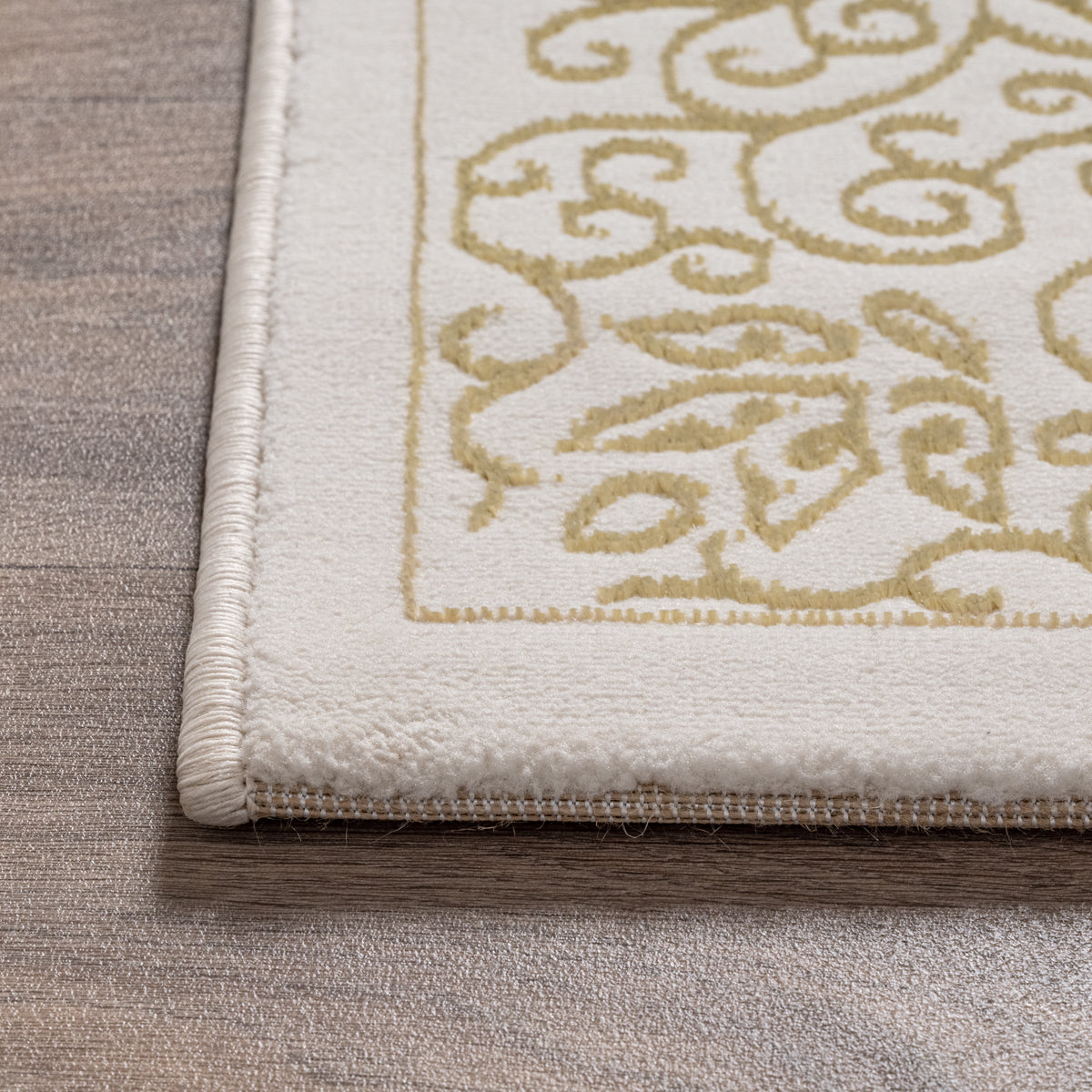 Vloerkleed Studio Crème – Fijn Ornamentdessin in Lichte Tint – detail van de pool