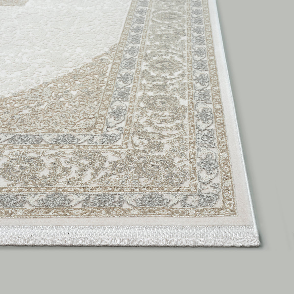 Vloerkleed Fabia Beige 71 – Rustig Laagpolig Kleed voor Woonkamer en Gang – detail van de pool