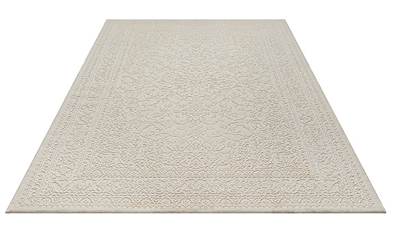 Vloerkleed Sign 1978 Crème – Wasbaar Kleed met 3D-Effect – sfeerimpressie in de woonkamer