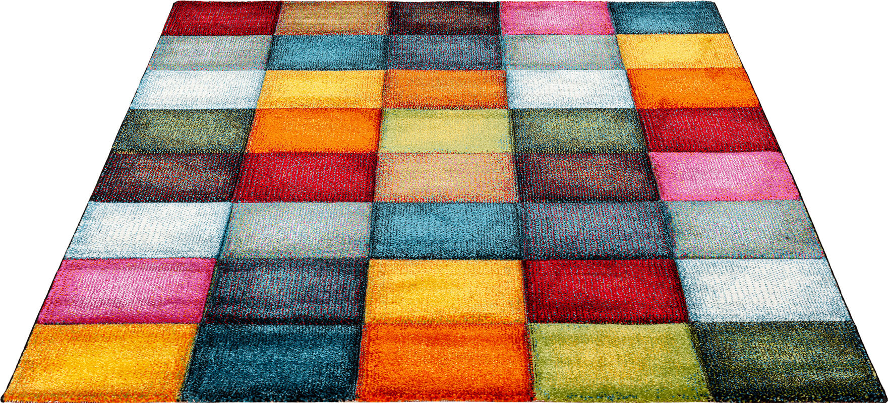 Vloerkleed Belis Multicolour – Laagpolig Modern Kleurenspel – detail van de pool en het kleurverloop