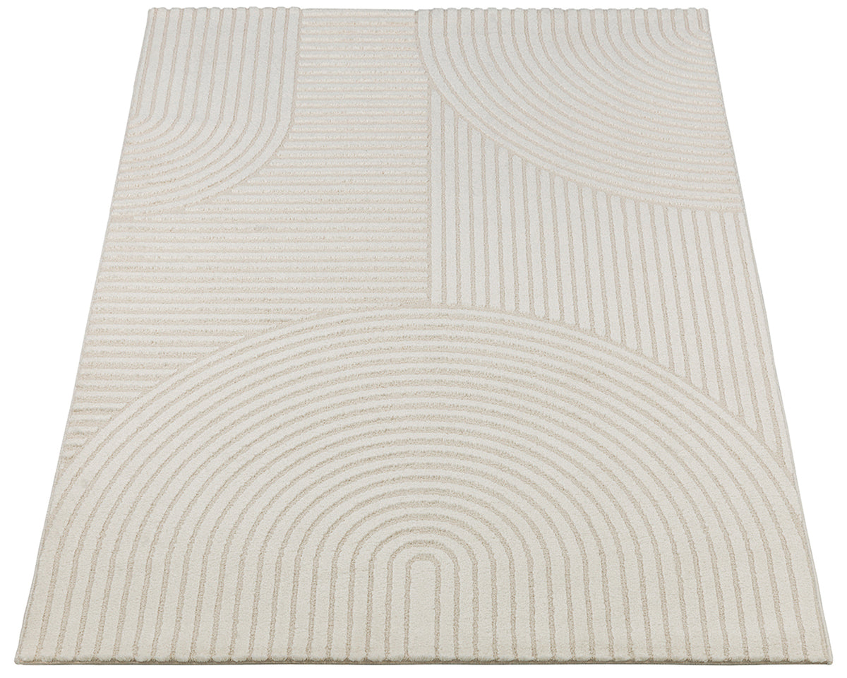 Vloerkleed Elio 2252 Crème – Licht laagpolig met jute rugzijde – detail van de crème weving