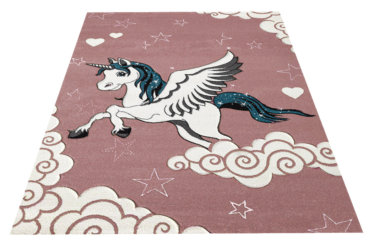 Vloerkleed Pastel Kids Roze – Zacht kindervloerkleed met handgesneden reliëf – detail van de pool en het handgesneden reliëf