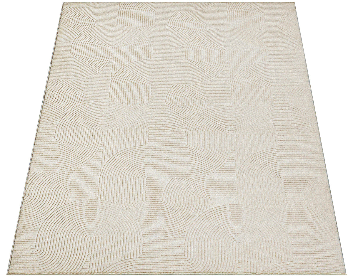 Vloerkleed Stilo 390 Crème – Laagpolig, ook vierkant 200x200 – detail van het weefsel