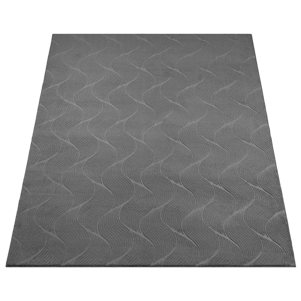 Vloerkleed Stilo 392 Antraciet – Laagpolig geweven op jute – detail van de donkere pool