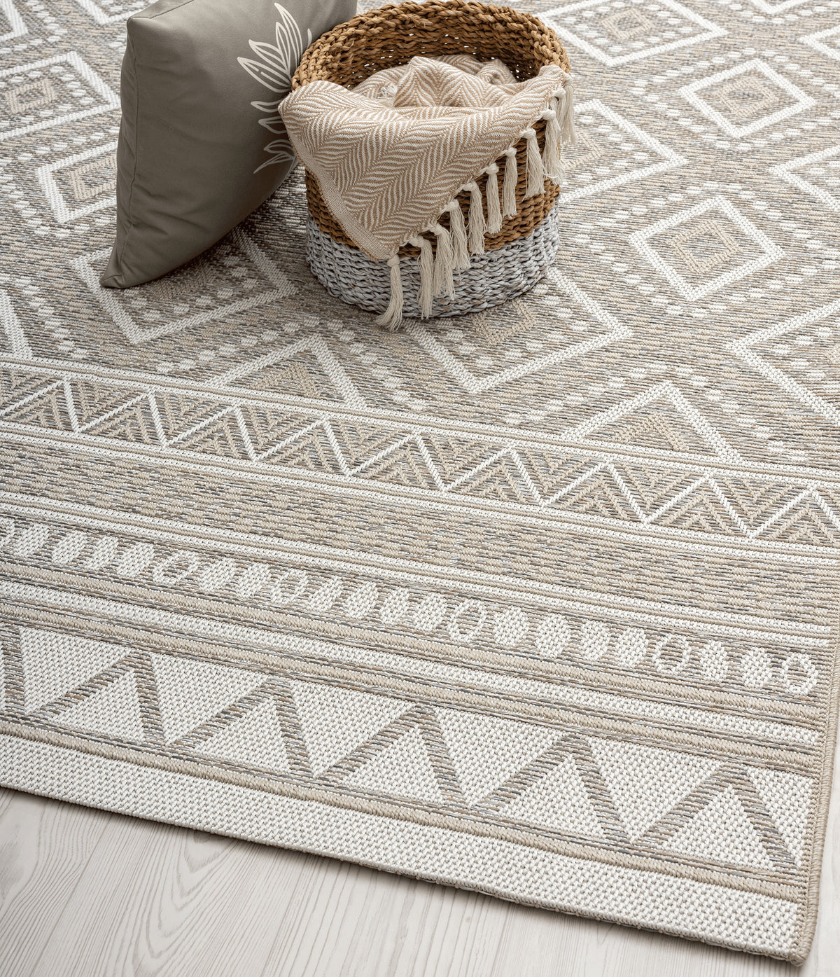 Vloerkleed Ottawa 22567 Beige – Vlak Buitenkleed tot 300x400 cm – detail van het weefsel