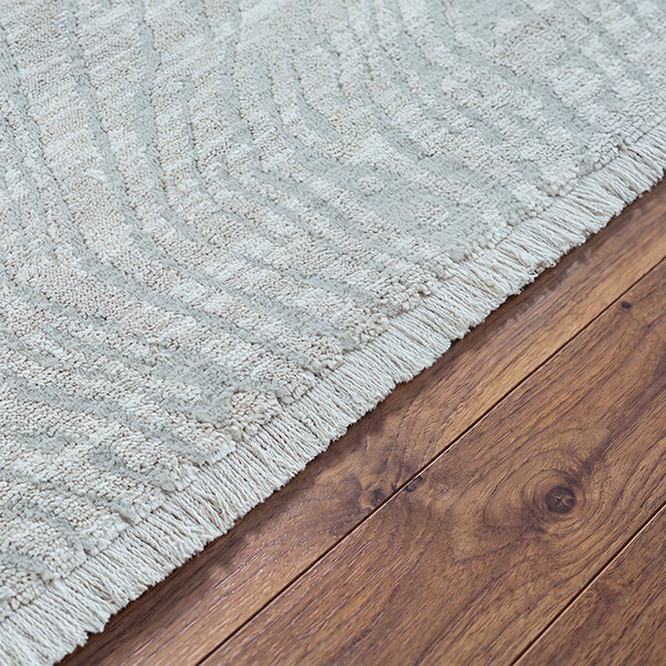 Vloerkleed Valeria 91073 Crème – zachte polyester op katoenen rug – detail van de pool