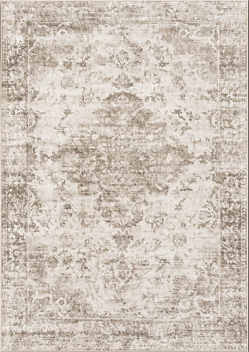 Vloerkleed Aria 3200 Beige – Laagpolig met Vilten Rugzijde – bovenaanzicht van het hele kleed