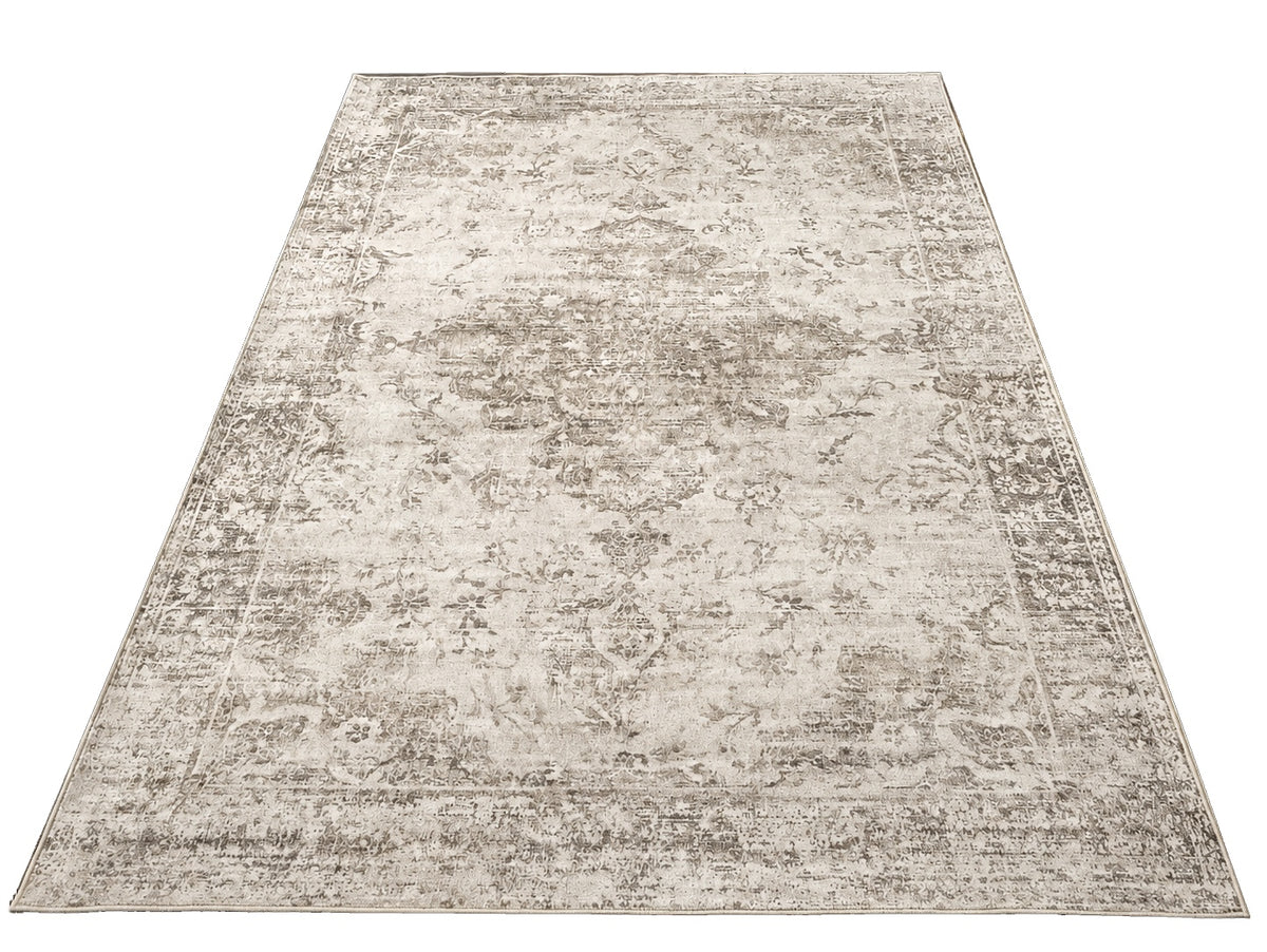 Vloerkleed Aria 3200 Beige – Laagpolig met Vilten Rugzijde – sfeerimpressie in de woonkamer