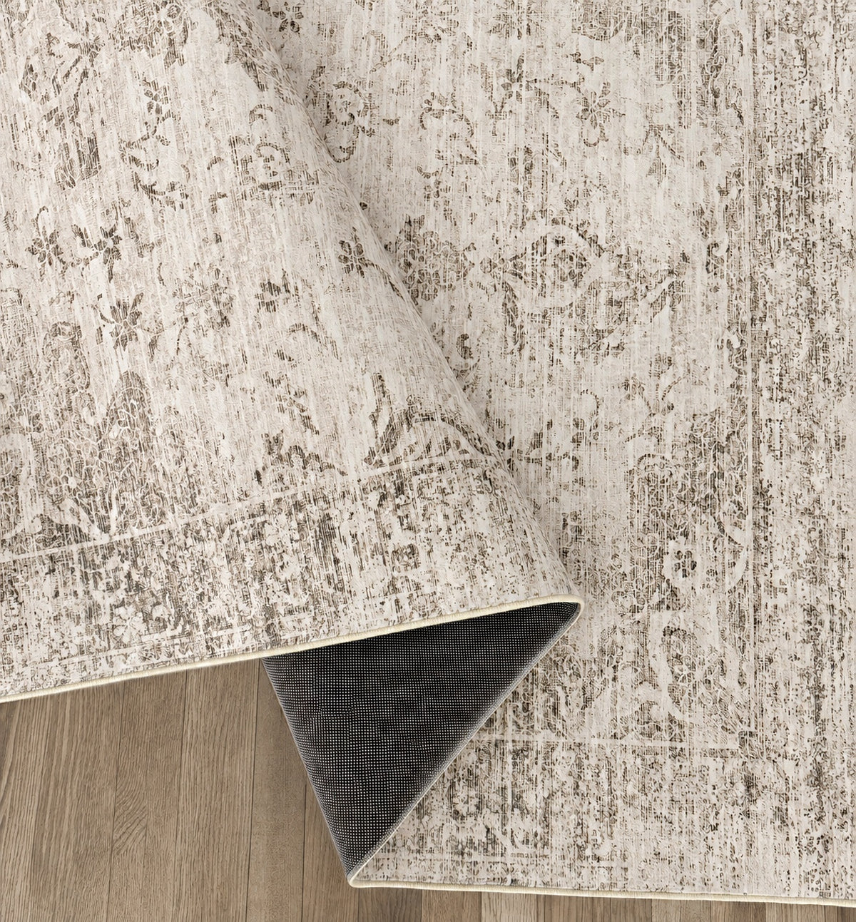 Vloerkleed Aria 3200 Beige – Laagpolig met Vilten Rugzijde – detail van de pool van 3 mm