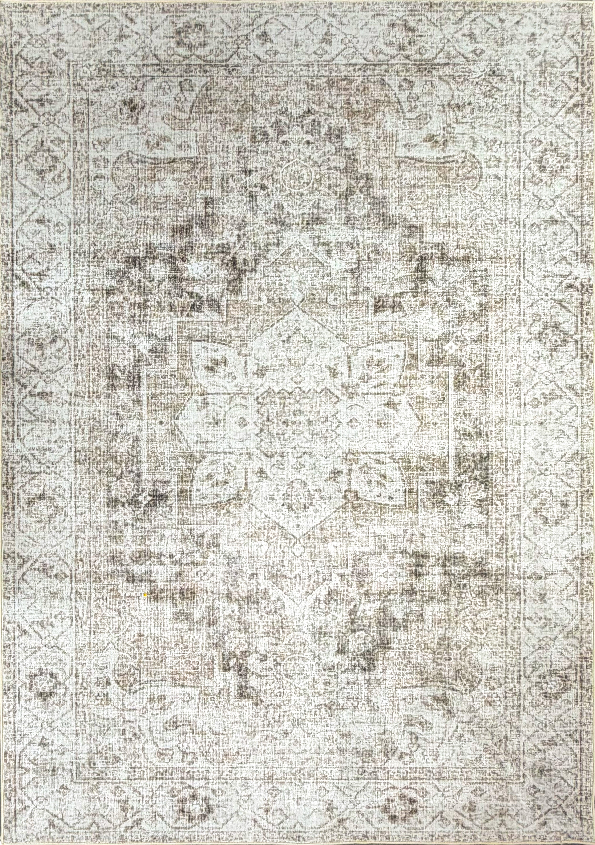 Vloerkleed Aria 3201 Beige – Vlakke Pool van 3 mm – bovenaanzicht op een lichte vloer