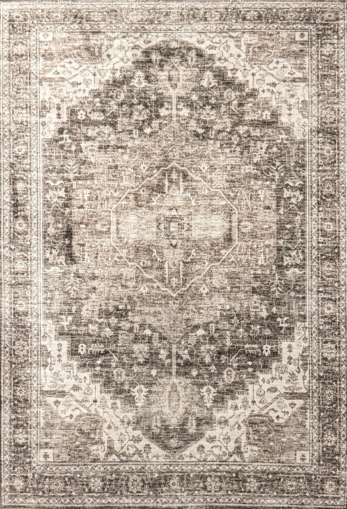 Vloerkleed Aria 3202 Beige – Licht Kleed van 100% Polyester – bovenaanzicht van het beige kleed