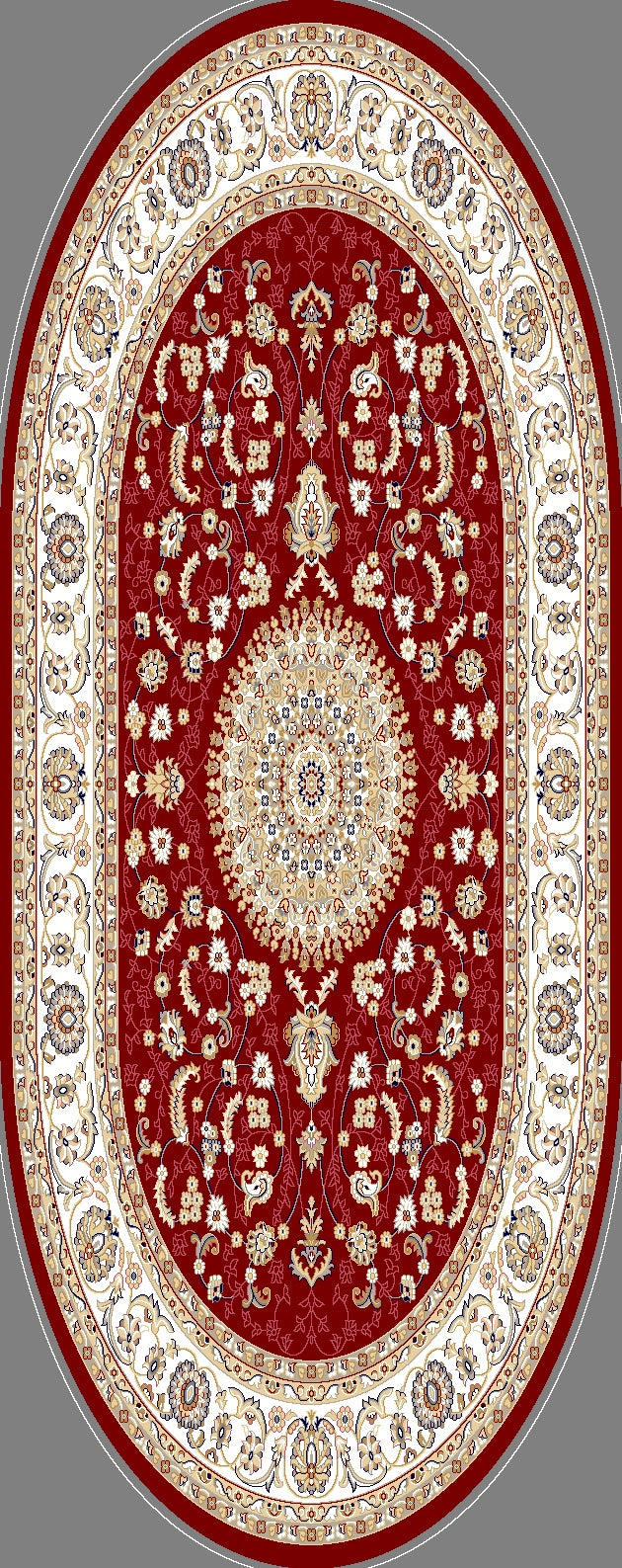 Vloerkleed Dubai Deluxe 56253 Rood – Geweven met Jute Rugzijde – detail van de pool