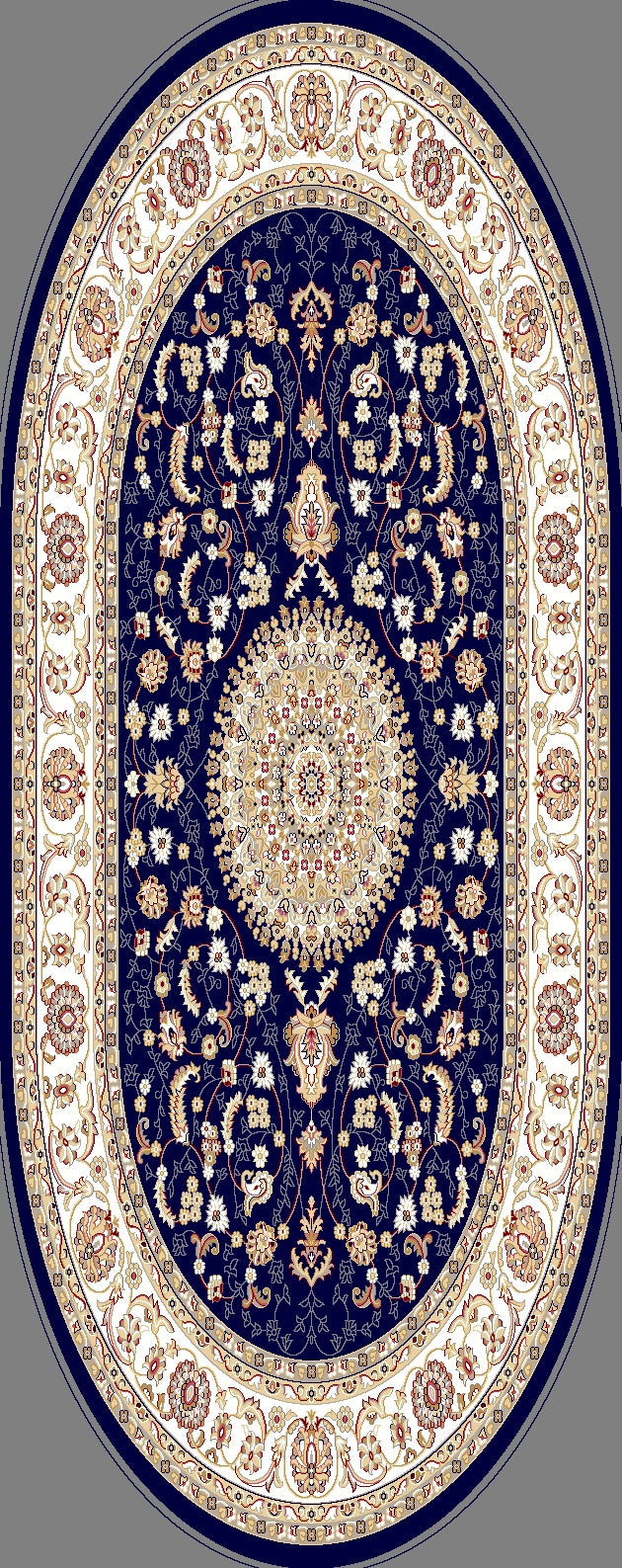 Vloerkleed Dubai Deluxe 56253 Blauw – Laagpolig en Dicht Geweven – detail van het weefsel