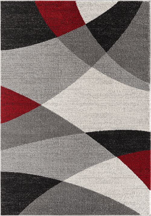 Karpet24 Abstract Modern Vloerkleed – Grijs, Rood & Zwart — hoek