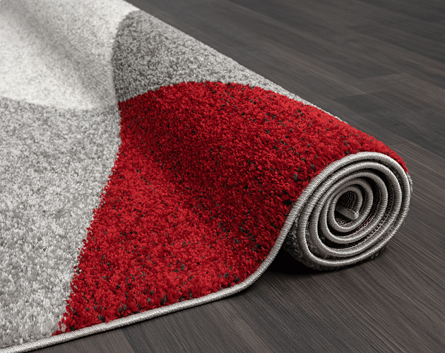 Karpet24 Abstract Modern Vloerkleed – Grijs, Rood & Zwart — detail weefsel