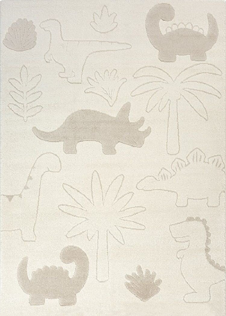 Karpet24 Alina Kids – Schattig Dino Vloerkleed voor Kleine Avonturiers Crème — detail weefsel