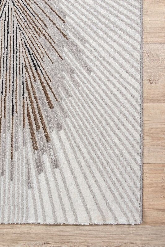 Karpet24 Creation Dynamic - Abstract Vloerkleed met Spiraaldesign in Grijs en Crème - Vooraanzicht