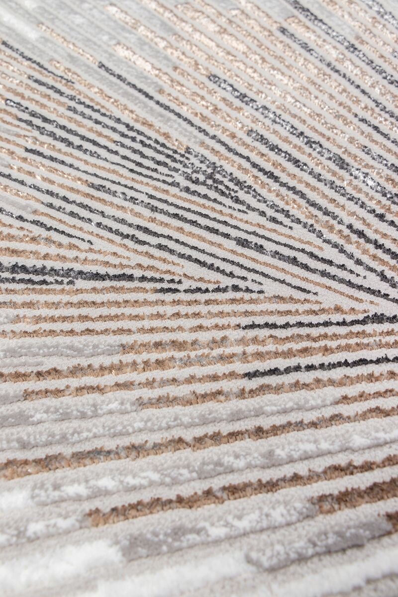 Karpet24 Creation Dynamic - Abstract Vloerkleed met Spiraaldesign in Grijs en Crème — detail weefsel