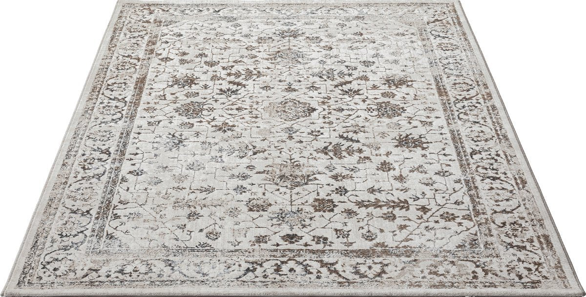 Karpet24 Creation - Luxe Crème Vloerkleed met Oosterse Stijl — bovenaanzicht
