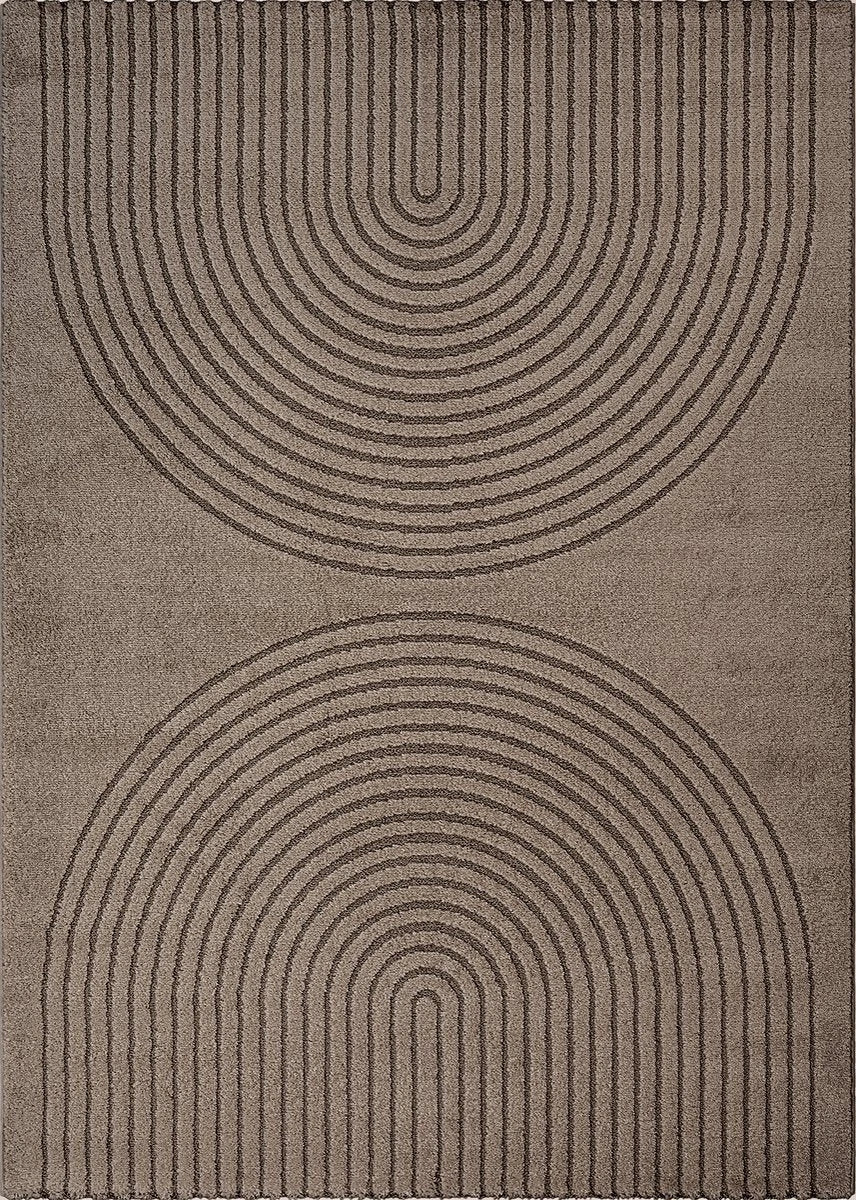 Karpet24 Eclipse – Modern laagpolig vloerkleed, geometrisch patroon in bruin - Vooraanzicht
