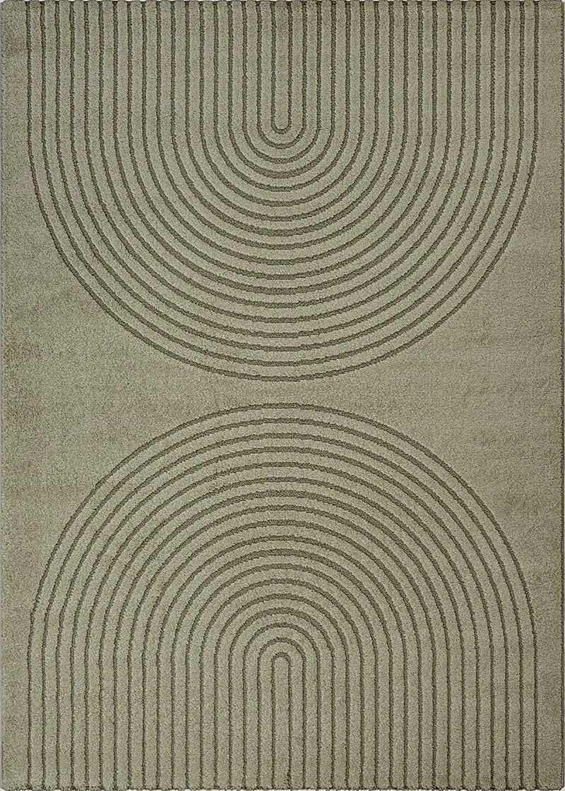 Karpet24 Eclipse – Modern laagpolig vloerkleed, geometrisch patroon in groen - Vooraanzicht