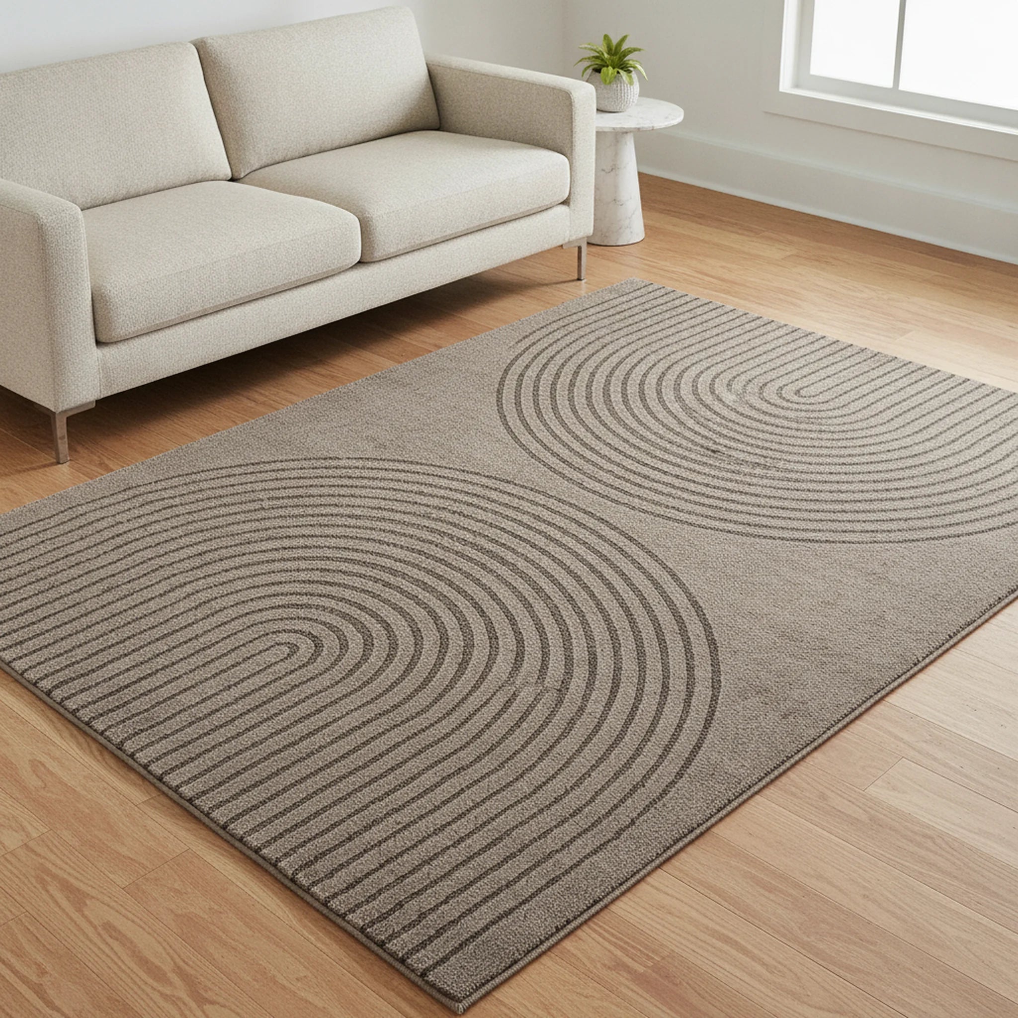 Karpet24 Eclipse – Modern laagpolig vloerkleed, geometrisch patroon in bruin - Sfeerbeeld