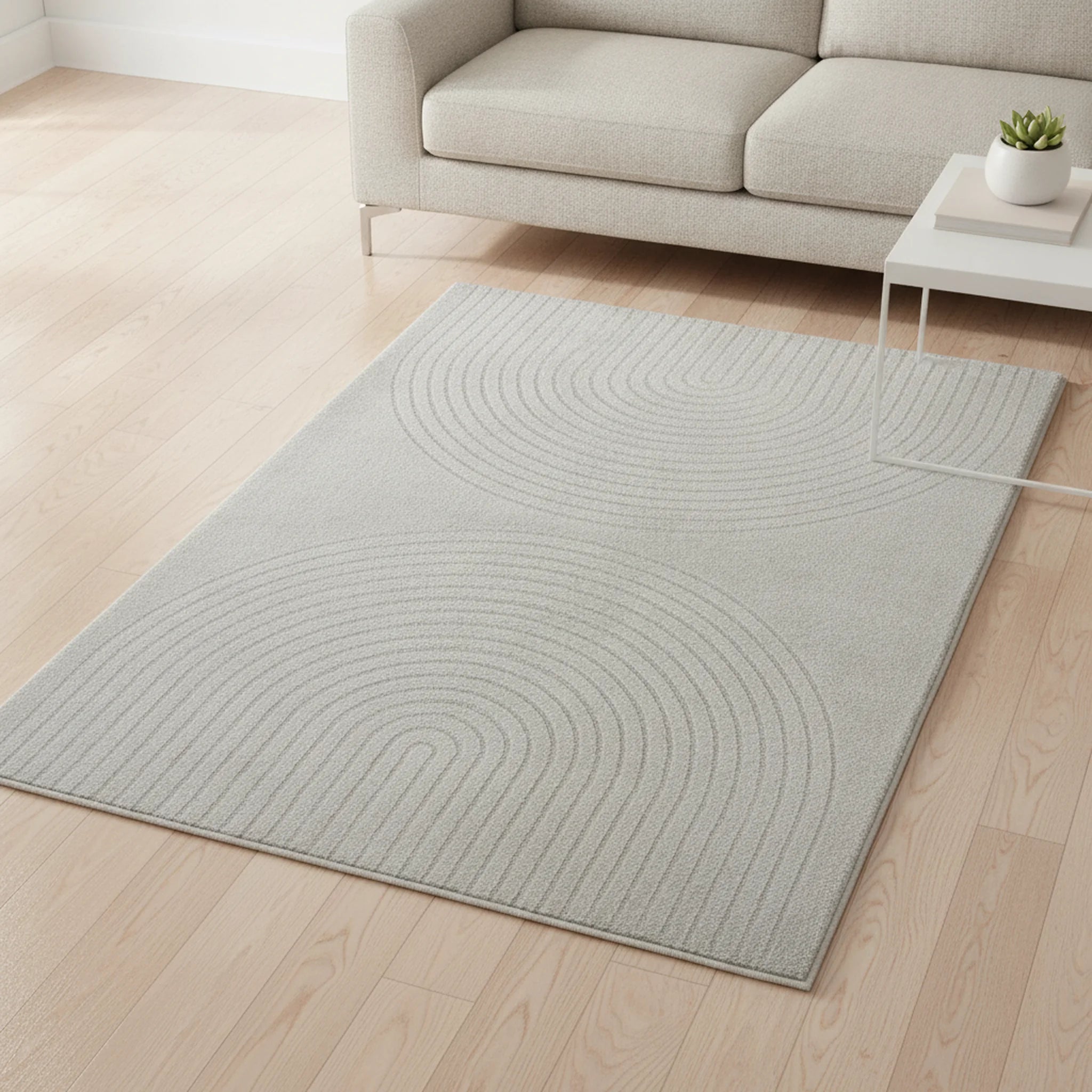 Karpet24 Eclipse – Modern laagpolig vloerkleed, geometrisch patroon in grijs - Sfeerbeeld