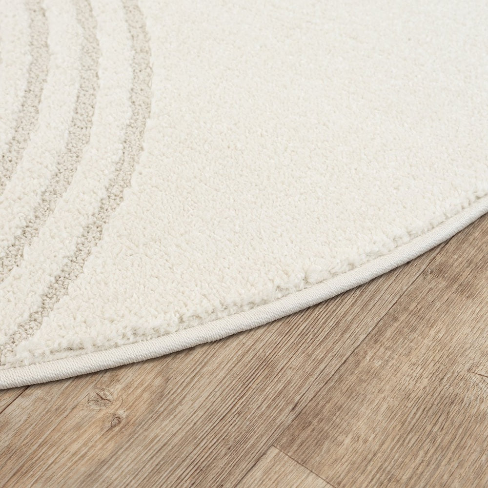 Karpet24 Eclipse – Modern laagpolig vloerkleed, geometrisch patroon in cream — hoek