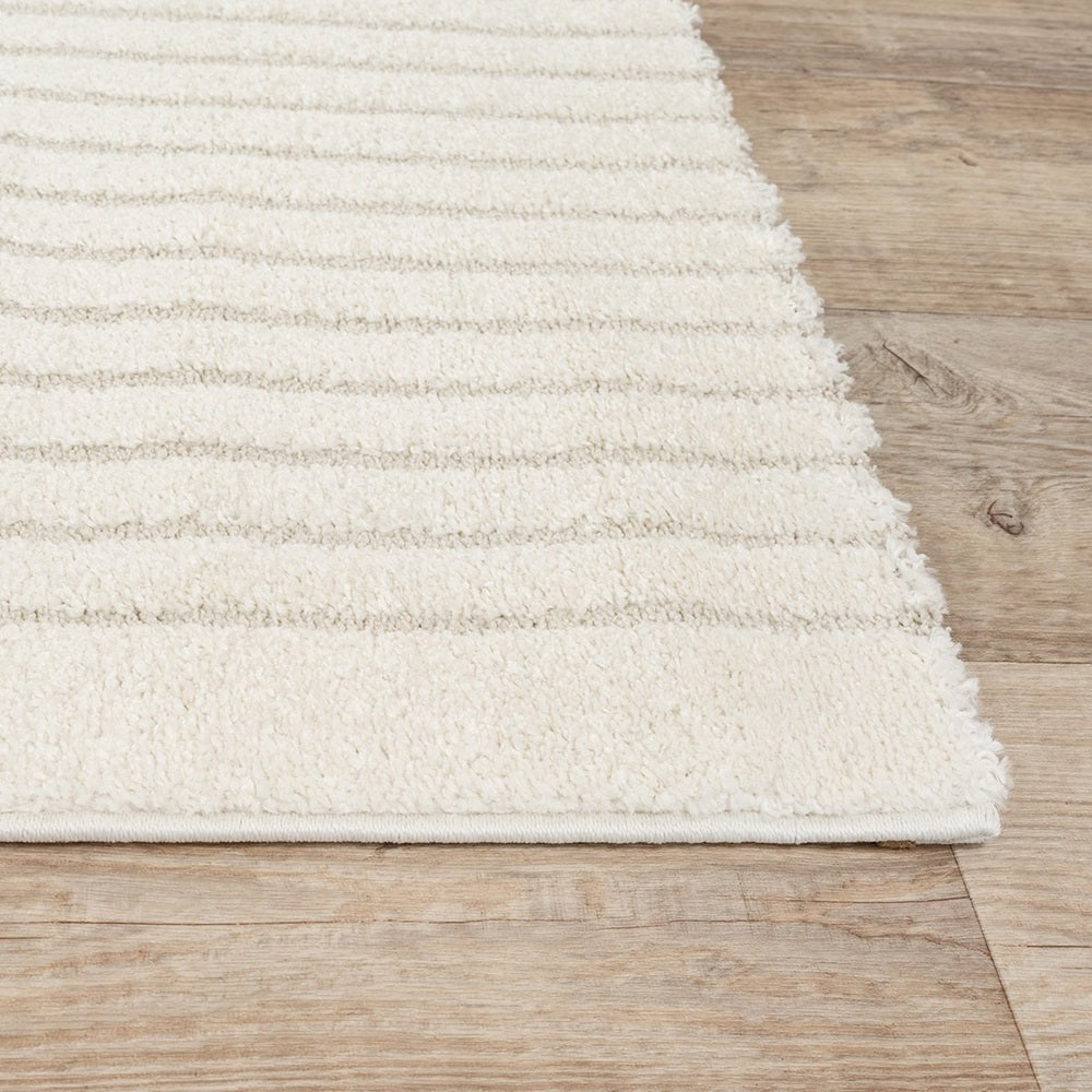 Karpet24 Eclipse – Modern laagpolig vloerkleed, geometrisch patroon in cream — hoekdetail