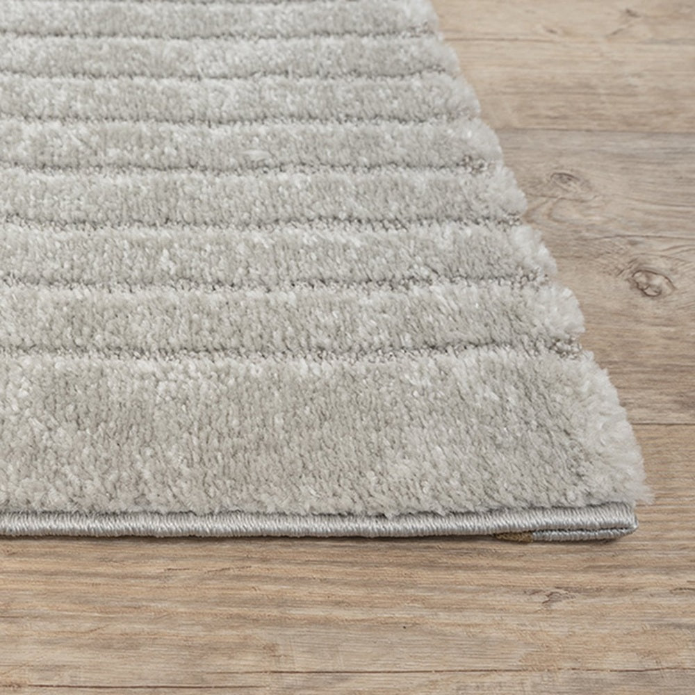 Karpet24 Eclipse – Modern laagpolig vloerkleed, geometrisch patroon in grijs — hoekdetail