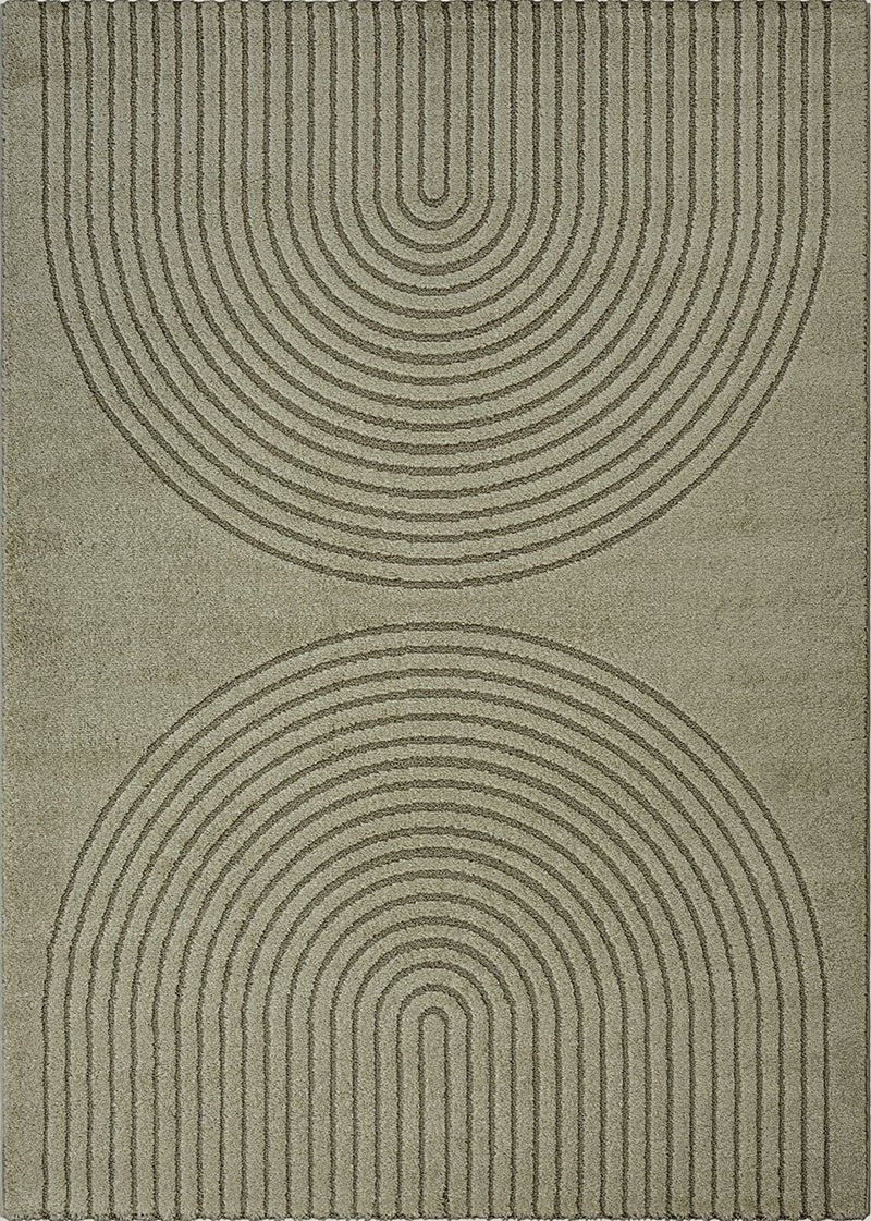Karpet24 Eclipse – Modern laagpolig vloerkleed, geometrisch patroon in groen — hoek