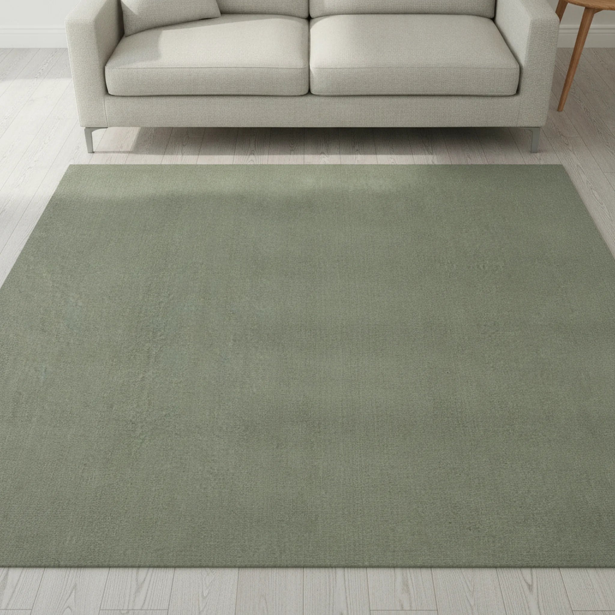 Karpet24 Loft – Luxe, Fluweelzacht Effen Vloerkleed in Donkergroen, Modern & Stijlvol - Sfeerbeeld