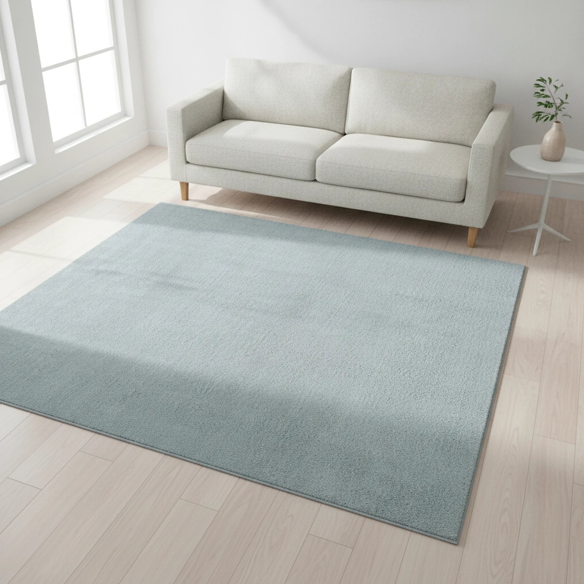Karpet24 Loft – Luxe Fluweelzacht Effen Vloerkleed in Blauw, Modern & Stijlvol - Sfeerbeeld