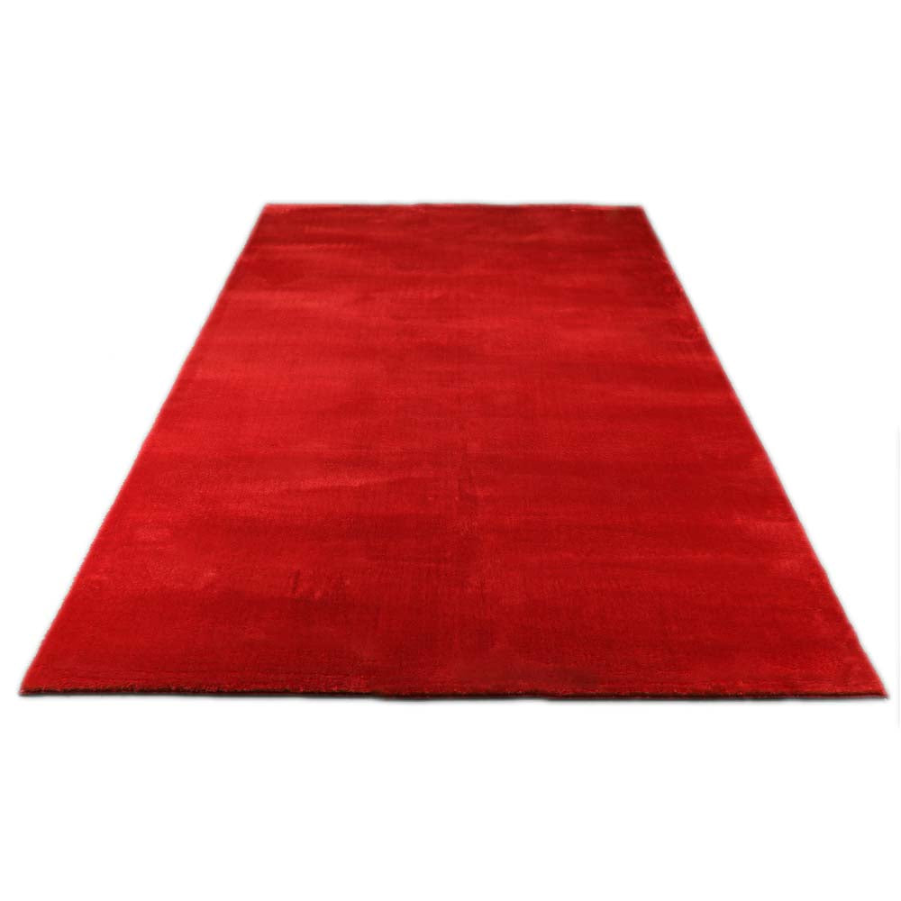 Karpet24 Loft – Luxe Fluweelzacht Effen Vloerkleed in Diep Rood, Modern & Stijlvol — hoek