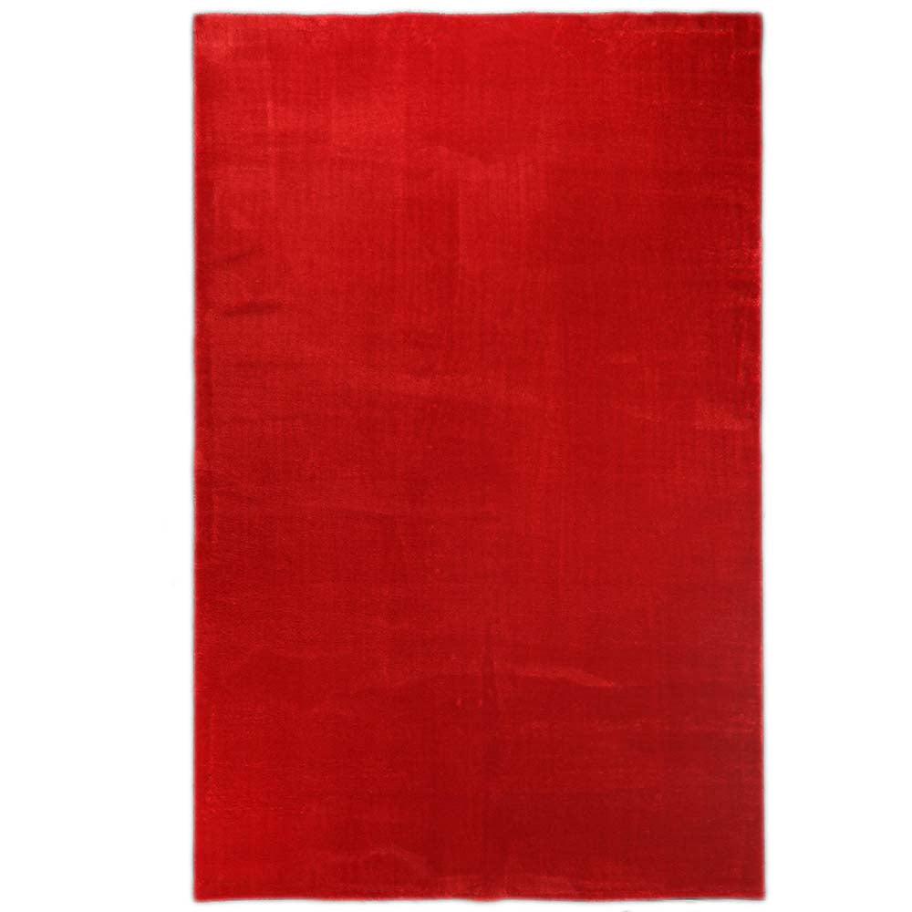 Karpet24 Loft – Luxe Fluweelzacht Effen Vloerkleed in Diep Rood, Modern & Stijlvol — sfeerbeeld interieur